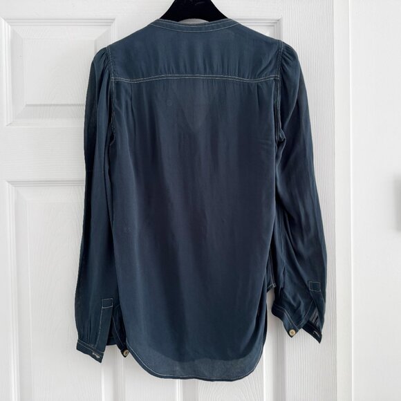 Isabel Marant Etoile "GINOS" crepe blouse in dark turquoise, size 36 (fits XS) - Picture 8 of 8